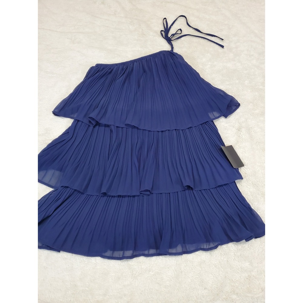 NWT Lulus Navy Blue One Tiered Fringe Shoulder Mini Dress Small Party Club  Sexy